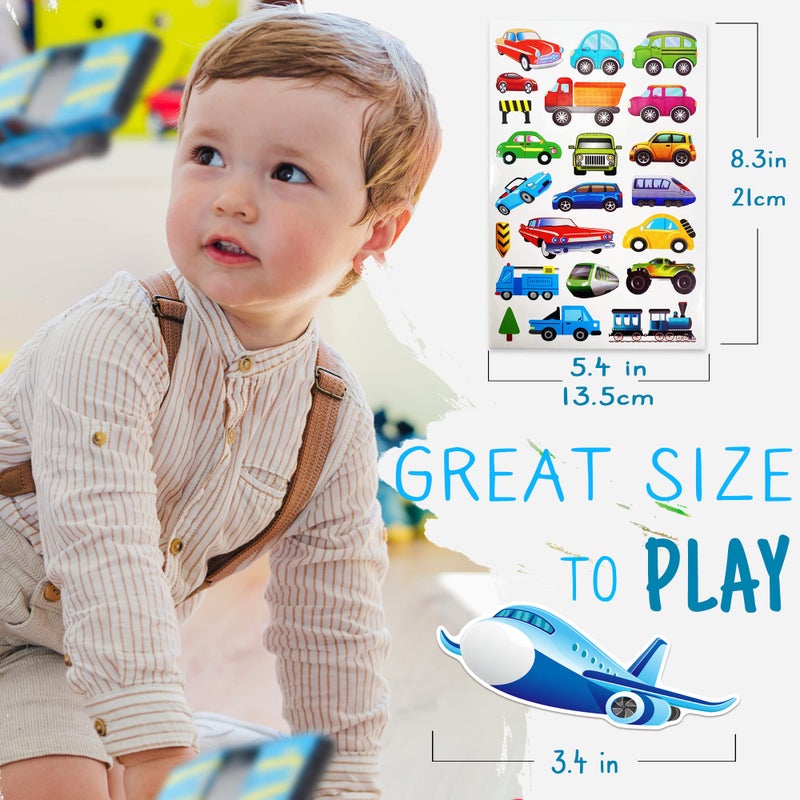 HORIECHALY Transportation Stickers for Kids, Teaching Aids for School and Home, Rewards and Gifts, Colorful and Safe, 280 PCS of Cute Decals with Cars, Airplane and Rockets More Vehicles - Image 3